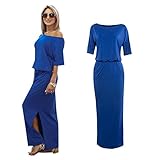 Party Dress,Laimeng Women Summer Long Maxi BOHO Evening Party Dress with Pocket (XL, Blue)