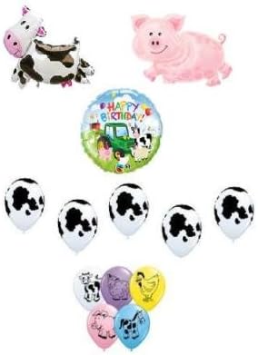 COW Pig FARM Babies BABY Animals MYLAR Latex BALLOONS