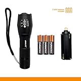 LED Flashlight High Powered - 1200 Lumens Bright Zoomable Spotlight or Floodlight - 5 Modes - Ultra Light, Pocket Size, Waterproof, Military Grade Tactical - Camping, Travel, Emergencies - SAMLITE