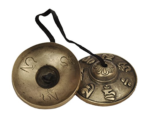 Dharma Store - Tibetan Tingsha Cymbals - 6.2 cm - OM Mane Padme Hum Symbols Embossed - Image 4