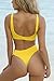 QINSEN Women Sexy Knotted Front Cropped Top Bikini Sets Thong Swimsuit Yellow S
