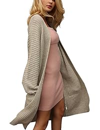 Simplee - Chaqueta de punto con bolsillos para mujer