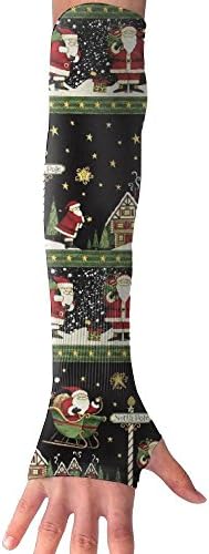Santa Night Repeating Stripe UV Protection Cooling Arm Sleeves For Men Women Sun Block Cooler Protective Sports Gloves Running Golf Cycling Basketball Driving Fishing 1 Pair Cover Sleeves