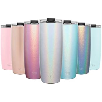 Simple Modern 24oz Voyager Travel Mug Tumbler w/Clear Flip Lid & Straw - Coffee Cup Vacuum Insulated Flask 18/8 Stainless Steel Hydro Water Bottle Shimmer: Selenite