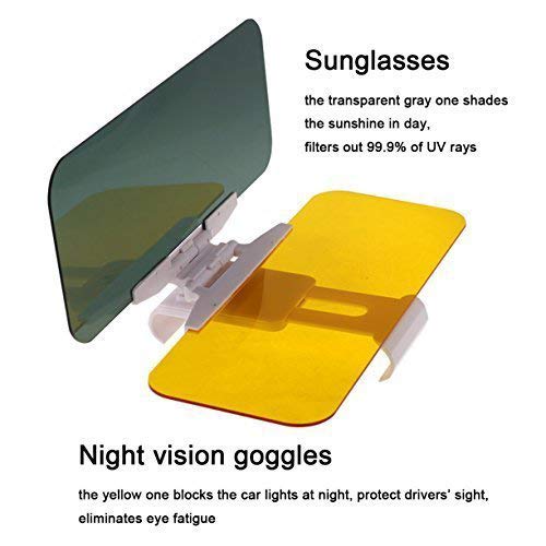 XPLUS Car Day and Night Anti-Glare Visor, 2 in 1 Automobile Sun Anti-UV Block Visor Non Glare Anti-Dazzle Sunshade Mirror Goggles Shield for Driving Goggles (Large Car Visor (2 Pack))