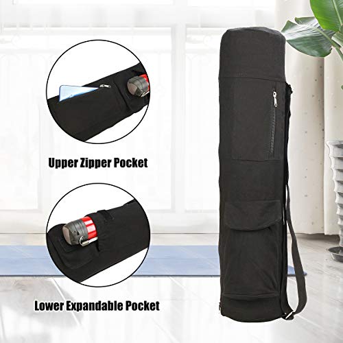 KOLAKO-Canvas-Yoga-Mat-Bag-with-Multifunction-Storage-Pockets-Yoga-Mat-Carry-Bag-for-Women-and-Men-Adjustable-Shoulder-Strap-Full-Zip-Design-Fits-Most-Mats