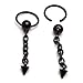 Mens Women Stainless Steel Black Spike Chain Huggie Hinged Hoop Earrings Drop Dangle, 2 pcs