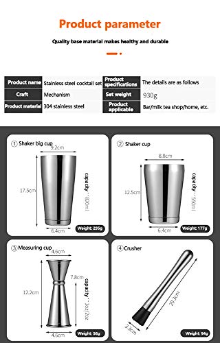 YHDM Cocktailglas-Set,Edelstahl-Home-Shaker,Bar-Set (10-teiliges Set,Roségold),Wohnaccessoires,Weihnachtsbar-Geschenk… – Bild 5