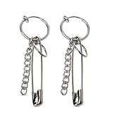 Milue 1Pair Safety Pin Shape Geometry Long Chain Tassel BTS Irregular Earring G-Dragon (B)