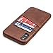 Dockem Exec Wallet Case for iPhone X/XS: Slim Vintage Synthetic Leather Case with 2 Credit Card/ID Holder Slots, Simple Professional Snap On Cover [Brown]