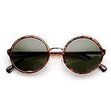 Vintage Inspired Classic Round Circle Sunglasses w/ Metal Bridge (TT-Gold / G15)