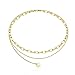 Une Douce Layered Choker Necklaces for Women, 14k Gold Plated Statement Necklaces, Delicate Link Chain Necklaces, Dainty Coin Pendant Choker Necklace Set, Trendy for Jewelry, Gift for Women and Girls