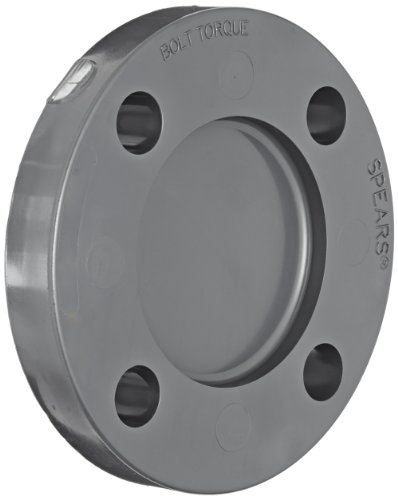 Spears 853 Series PVC Pipe Fitting, Blind Flange, Class 150, Schedule 80, Gray, 1-1/4