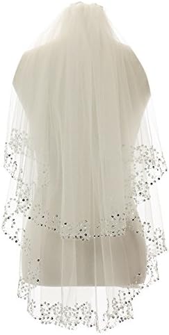 ElieHouse Women's 2 Tiers Crystal Edge Elbow Length Wedding Bridal Veil E53