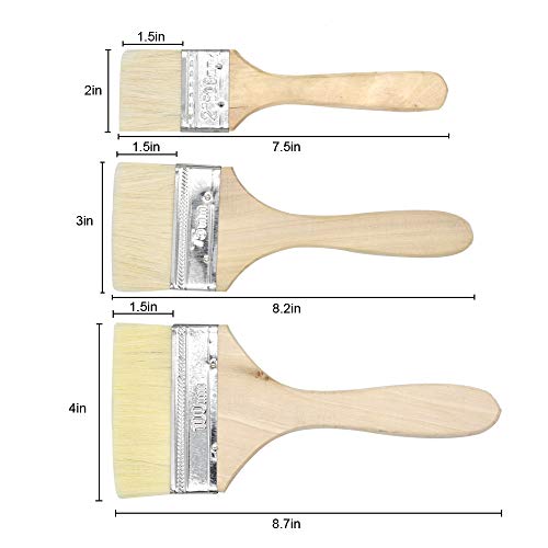 Pastry Brushes Set with Wooden Handle, Woolen Bristle, for Spreading Butter, Egg Wash or Marinade to Pastries, Dessert, Bread Dough or Meat,3Pcs (2'' 3'' 4'')