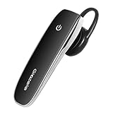 Wireless Bluetooth Earpiece with MIC, Glazata A2DP Hands-Free Bluetooth Headphone Headset for iPhone,Samsung ,Galaxy ,Android Cell Phones English / Español Voice Prompt(Black)