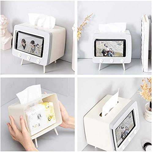 Tissue Box Houder Multifunctionele TV-vormige Tissue Houder Met Mobiele Telefoon Houder Geschikt Voor Home Office Bureau… - Afbeelding 3