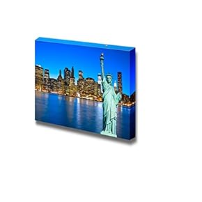 Beautiful Scenery Landscape Night View of Manhattan New York City USA - Canvas Art Wall Art - 12" x 18"