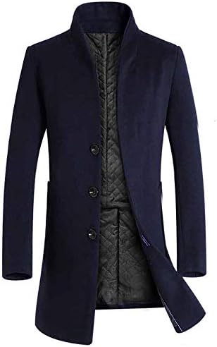 Leomodo Men's Long Slim Fit Woolen Coat