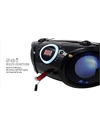 CANTANDO MADERA CD   CD MP3 Boombox Portátil   w Bluetooth, USB, Radio AM   FM, Entrada AUX, Conector para Auriculares, asa de transporte plegable y luz LED