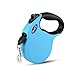 AKALI Retractable Dog Leash with Reflective Ribbon Cord, 13 ft, for Small Dog up to 22 lbs, a Metal Loop for Hanging Poop Bag Dispenser, Sky Blue