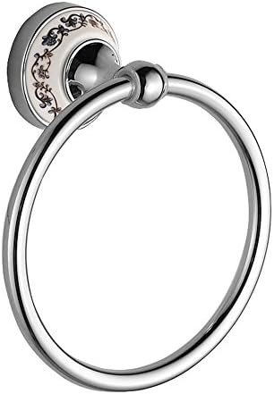 Stainless Steel Towel Ring - European Style Luxury Ceramic and Polished Towel Holder Round, Wall Mounted Towel Hanging for Bathroom Kitchen By Rommeka
