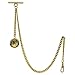 Gold Albert Chain Pocket Watch Curb Link Chain Fob T Bar + Swivel Clip + Ancient France Coin Design Medal Fob AC78