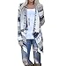 WLLW Women Cotton Geometric Print Casual Cape Cloak Thin Cardigan Coat