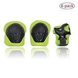 VALFRID Kids Sports Safety Knee Elbow Wrist Protective Pads, Suitable Skateboard,Biking,Mini Bike Riding Other Extreme Sports (Green)