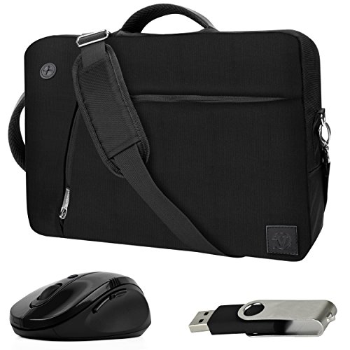 VanGoddy Black Slate 3-in-1 Hybrid Laptop Bag for Lenovo ThinkPad / Miix / Yoga / Ideapad / Flex / ChromeBook / 11"-13inch + Wireless Mouse and Flash Drive