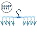 Folding Plastic Clothing Hangers with Removable Clips, Collapsible Clothes Drying Rack Drip Hanger for Home Travel Camping, 360 Degree Rotating Hook (Blue)