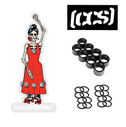 RollerBones Bearing Spacers .285" (RollerBones Bearing Spacers .285", Dancing Girl Sticker, 16 Speed Washers, and CCS Sticker)