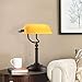 TORCHSTAR Traditional Desk Lighting Fixture, Retro Style Matte Amber Glass Bankers Lamp, Piano Lamp, Metal Beaded Pull Chain Switch, Oil Rubbed Bronze Base