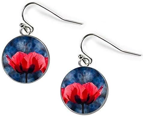 Rosetta London Poppy - Glass Picture Earrings – Silver Plated (Art Print Photo AC2)