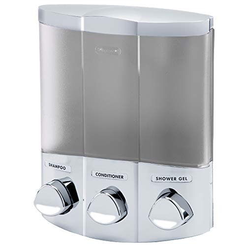 Better Living Products 76334 Euro Series TRIO 3-Chamber Soap and Shower Dispenser, Satin Silver - Thumbnail 2