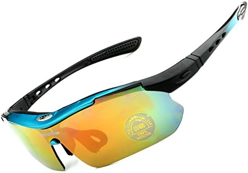 Female, sunglasses, outdoors, sports, five lenses, blue frame, E0053
