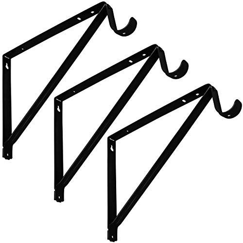 Harrier Hardware Premium Heavy Duty Closet Shelf and Rod Bracket, Black, 3Pack Pricepulse