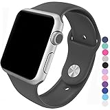 Piwjo Silicone Apple Watch Band and Replacement Iwatch Bands Series 1,Series 2,Series 3 (38mm M/L, Dark Gray)