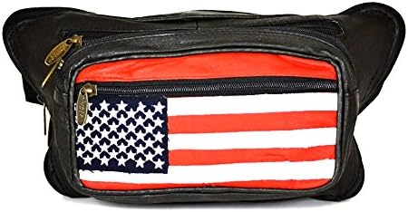 TINDER Genuine Leather American Flag Waistbag/Belt Bag(Black) 600A-F