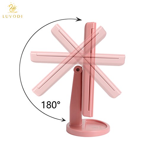 LUVODI Makeup Vanity Mirror with 36 PCS LED Lights, 1x/2x/3x Magnification Panels with Touch Screen, Dual Power Supply, 180°Adjustable Rotation,Countertop Cosmetic Mirror (Rose) - Thumbnail 4