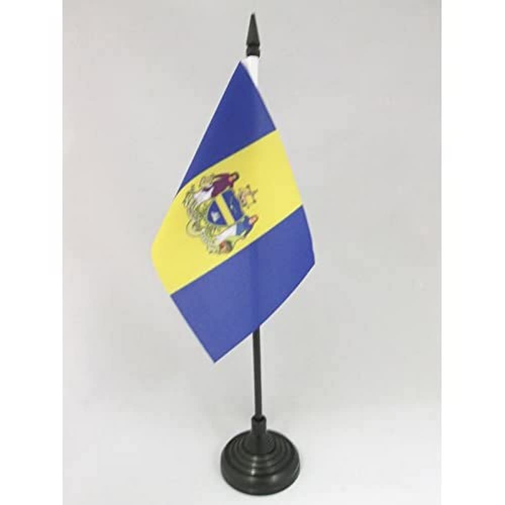 AZ FLAG - Philadelphia Table Flag 4'' x 6'' - Philadelphia city Office Mini Banner 100% Polyester 15 x 10 cm - Mini Desk Flag with 10'' Pole and Black Plastic Base