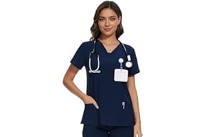 COZYFIT Scrubs for Women - V-Neck Women Scrub Tops with 3 Pockets,Soft Stretch