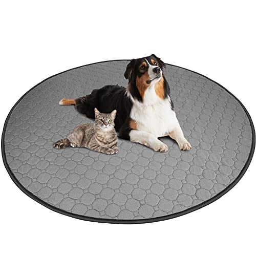 ULIGOTA Washable Dog Training Pad - 121cm x 121cm Round Reusable Puppy Pee Pad for Playpen Mat & Whelping Mat (48"x48")