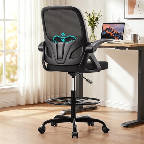 Kensaker Drafting Chair with Flip-up Armrests