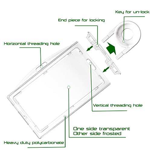 1 Pack Heavy Duty Hard Plastic Locking Id Badge Holder Horizontal and