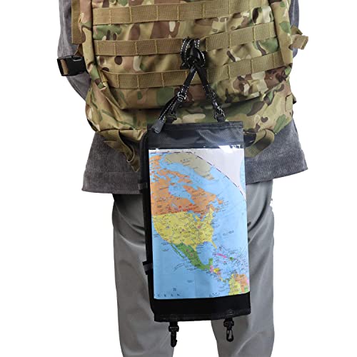 XDgrace Waterproof Map Case, Transparent Hiking Map Pouch Military Dry