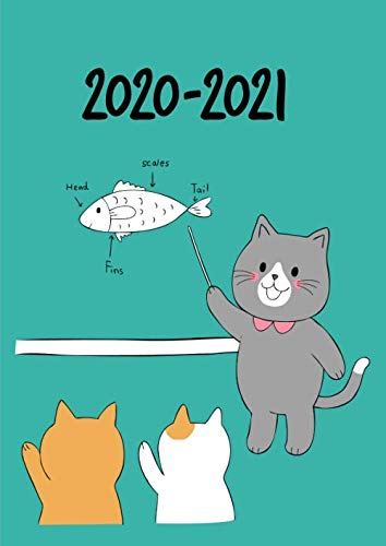 2020-2021 A4 Week to View Academic Planner | Cute Teacher Cat: Mid Year Diary from August 2020 - July 2021 Academic Planner Organiser for School, Home and Work - Agenda with UK Dates
