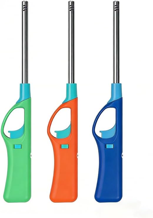 Refillable Butane Lighter,Long Stem BBQ Lighter,3 Pack Multipurpose Lighters(No Butane Fuel Inside)