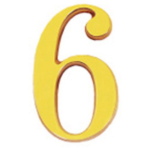 Brass Number "6" 10 cm. with Concealed Screws (Blister 1 Piece)