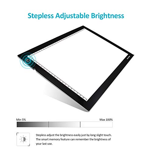 HUION 26.8 Inches (Diagonal Length) Super Thin LED Drawing Copy Tracing Stencil Board Table Tattoo Pad Translucent Light Box with Multifunction Stander, Drawing Board Clip, Tracing Paper - A2 Holder